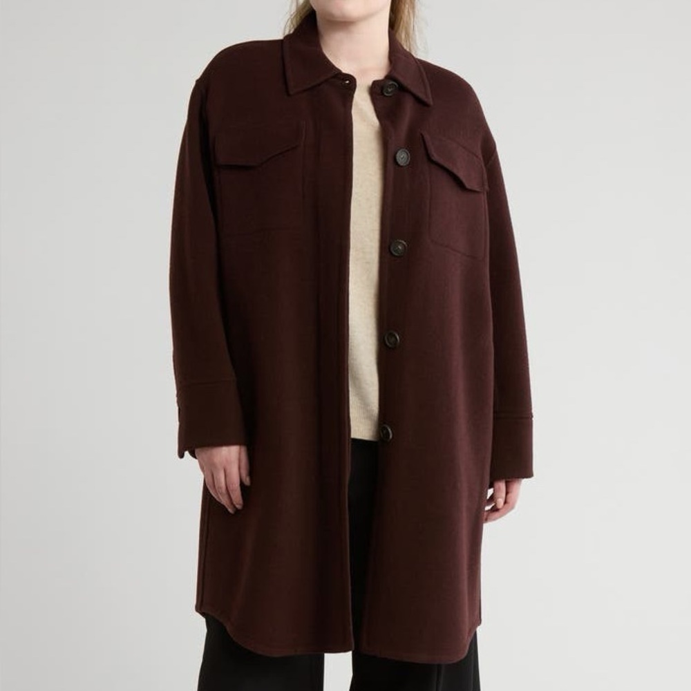 VINCE. Brushed Wool Blended Collared Single Breasted Shirt Coat Sz 1x